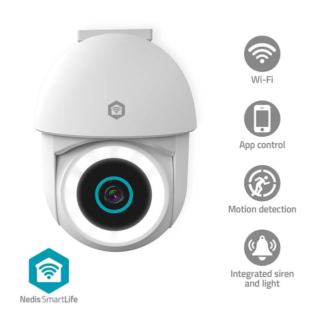 Cámara exterior controlable Nedis Nedis SmartLife PT con WiFi y foco (a todo color), fuente de alimentación sólida