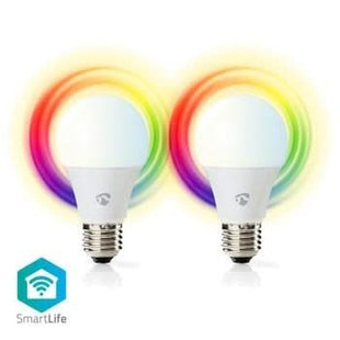Lâmpadas LED inteligentes Nedis Nedis Wi-Fi | Colorido e Branco Quente | E27 | Pacote de 2