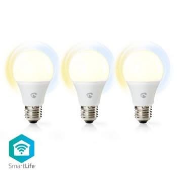 Nedis Lampadine LED intelligenti Nedis Wi-Fi | Bianco da caldo a freddo | E27 | Confezione da 3