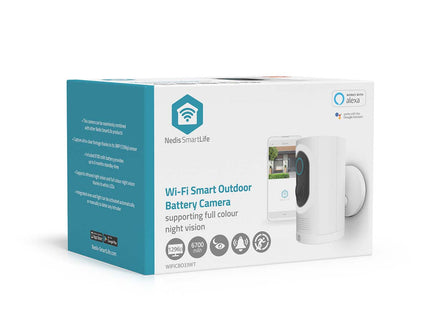Nedis Wi-Fi Smartlife 3Mp IP-camera voor buiten met bewegingssensor, accu, hybrid light