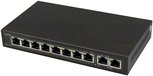 Pulsar SG108WP 8xPoE+ 2x uplink Gigabit switch 120W t.b.v Pulsar kast