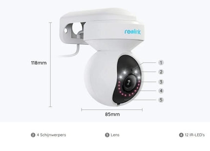 Reolink E540, 5MP PTZ Dual-Band WiFi camera met schrikverlichting