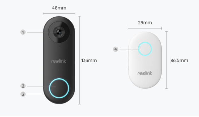 Reolink Reolink D340W Smart 2K+ WiFi Campainha de vídeo com campainha separada