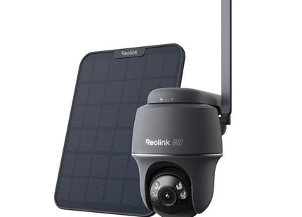 Reolink G440-W con panel solar negro, cámara con batería 4G LTE de 8 MP y 4K con función de giro e inclinación y detección inteligente