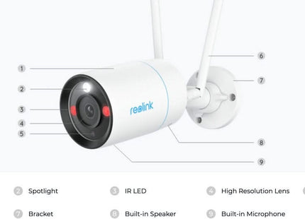 Reolink Reolink W330, fotocamera bullet da 8MP Dual-Band WiFi6 con visione notturna a colori