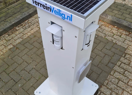 TerreinVeilig Bewakingszuil wit incl. Ajax systeem | Zonnepaneel | Oplader | Accu