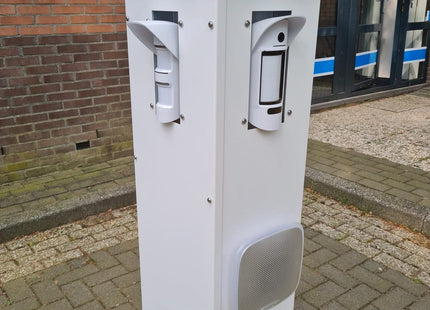 TerreinVeilig Bewakingszuil wit incl. Ajax systeem | Zonnepaneel | Oplader | Accu