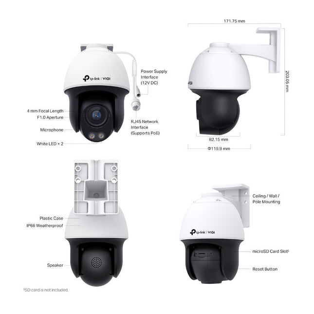 TP-Link TP-Link VIGI C540S - 4MP Outdoor ColorPro Pan Tilt Camera
