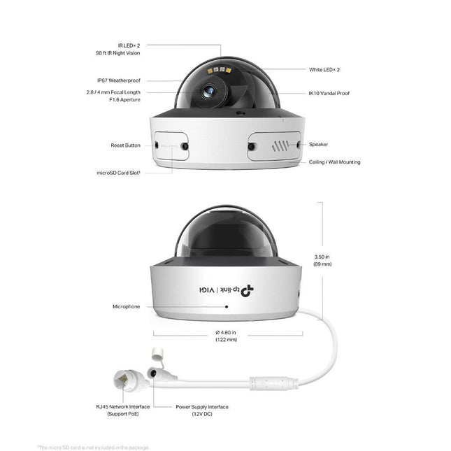 TP-Link TP-Link VIGI InSight S245 - 4MP 4mm Full-Color Dome Camera IK10