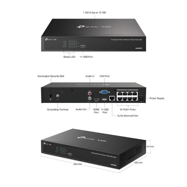 TP-Link TP-Link VIGI NVR1008H-8MP - 8 Kanaals PoE+ NVR