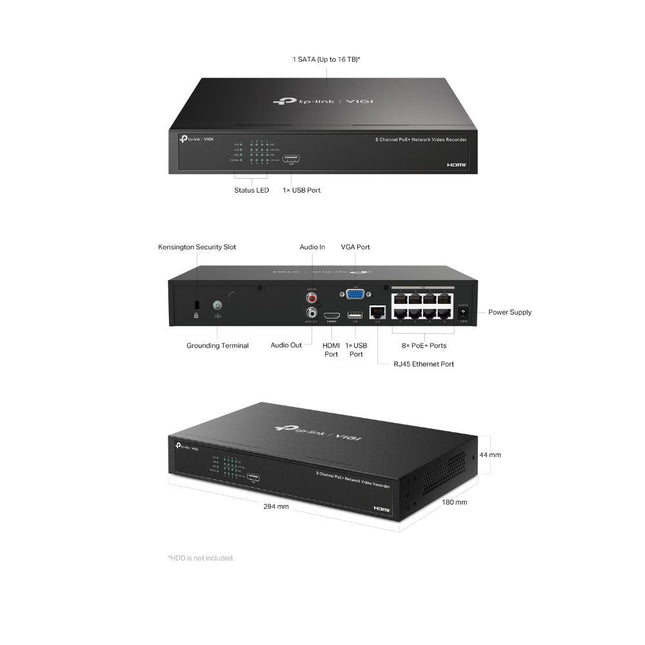 TP-Link TP-Link VIGI NVR1008H-8P - 8 Kanaals PoE NVR