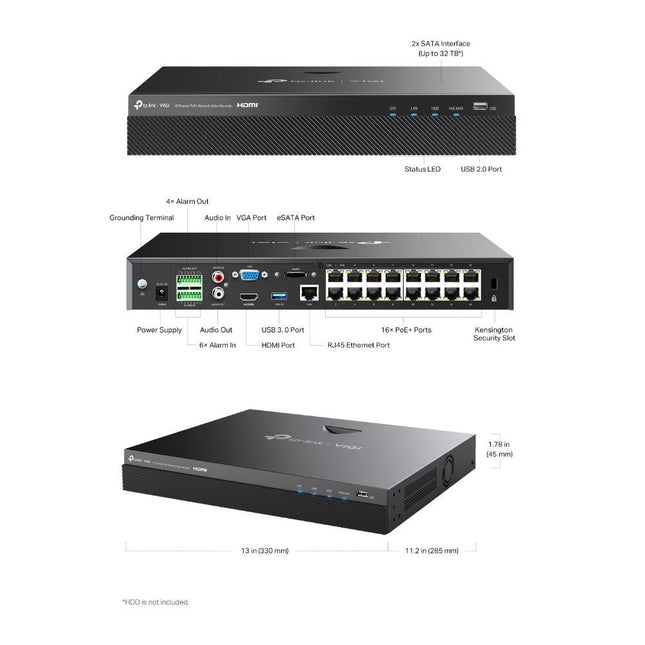 TP-Link TP-Link VIGI NVR2016H-16P - 16 Kanaals PoE+ NVR